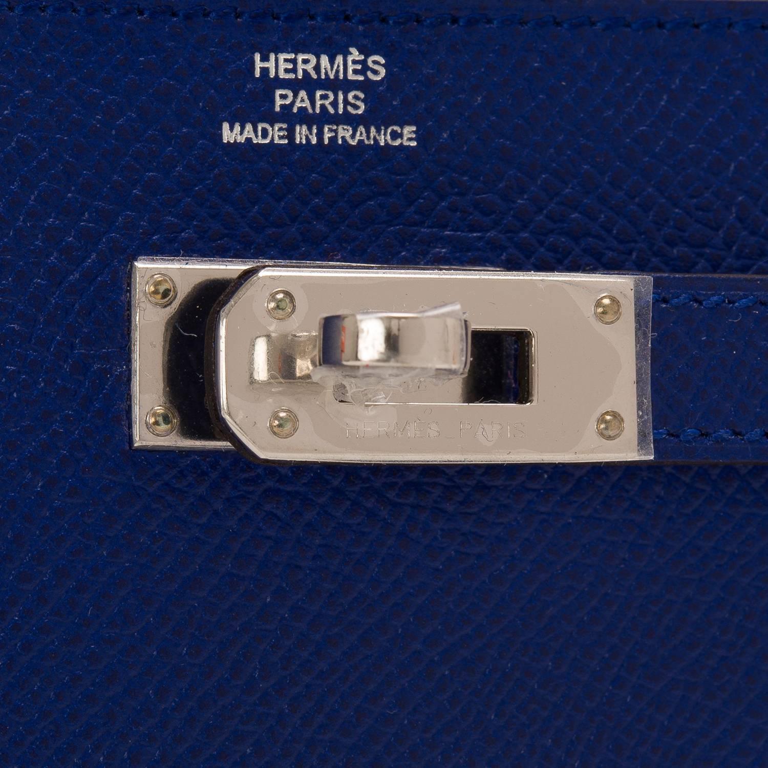 Women's Hermes Blue Electric Epsom Kelly Long Wallet NEW For Sale