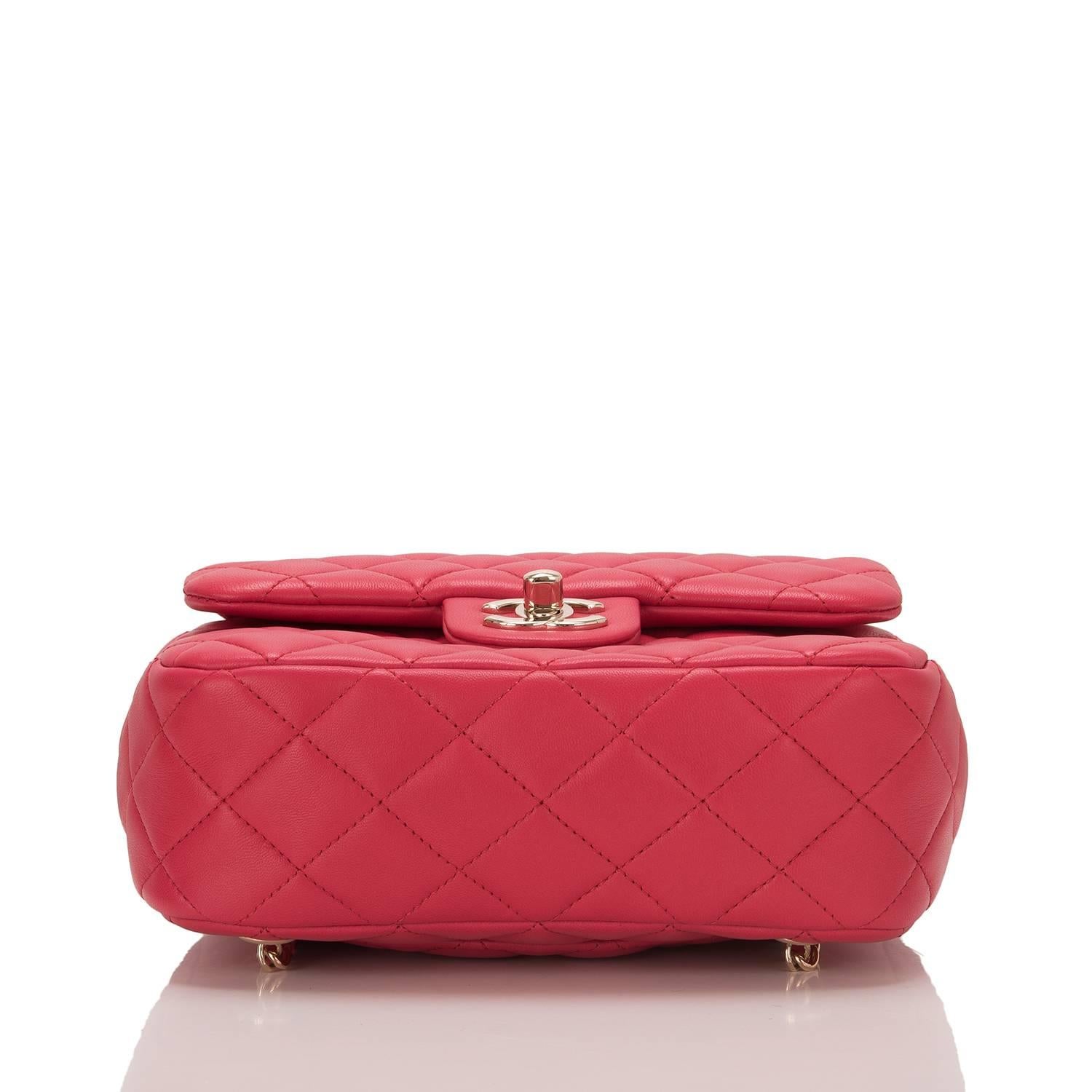 Women's Chanel Red Lambskin Flap Backpack For Sale