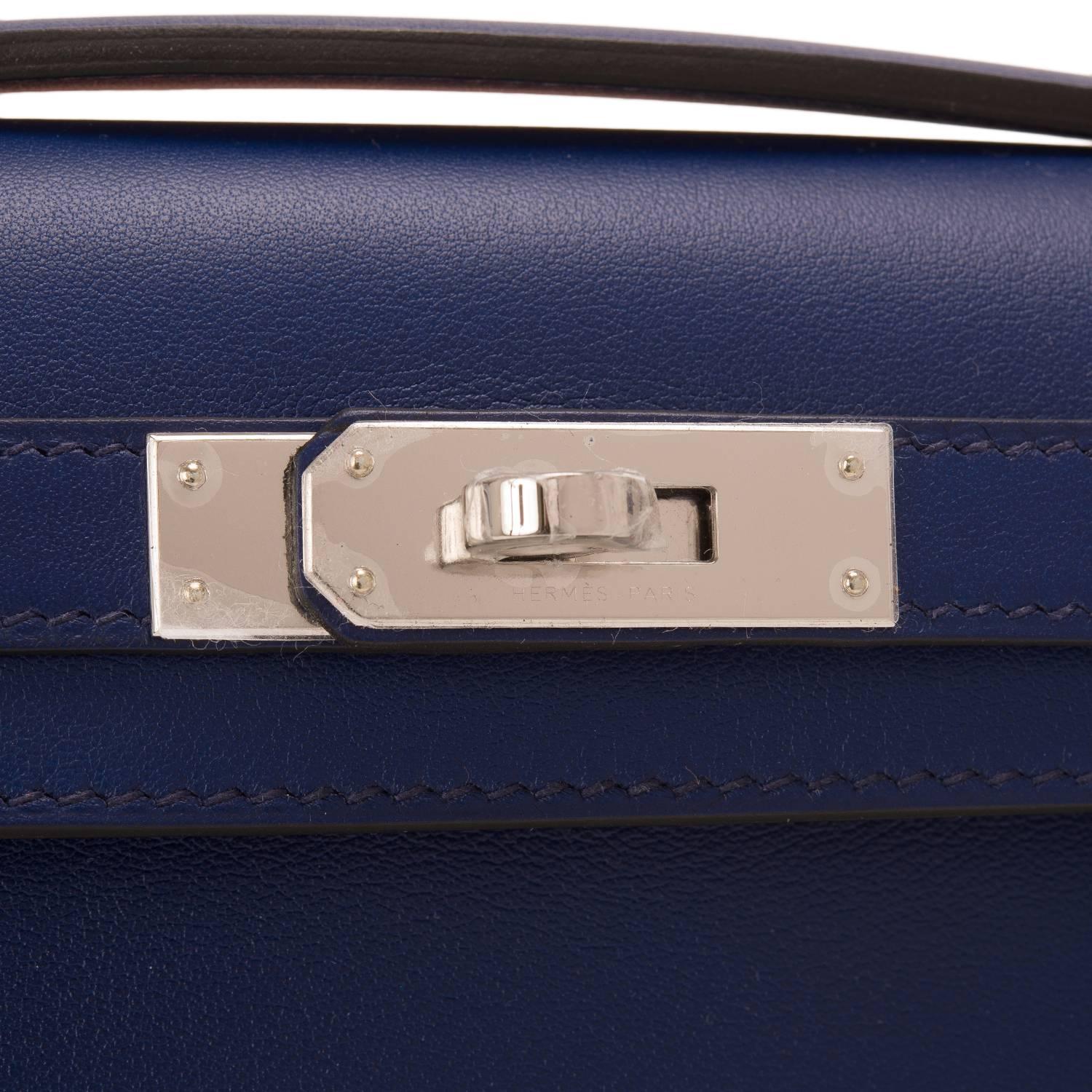 Women's Hermes Blue Sapphire Leather Kelly Cut For Sale