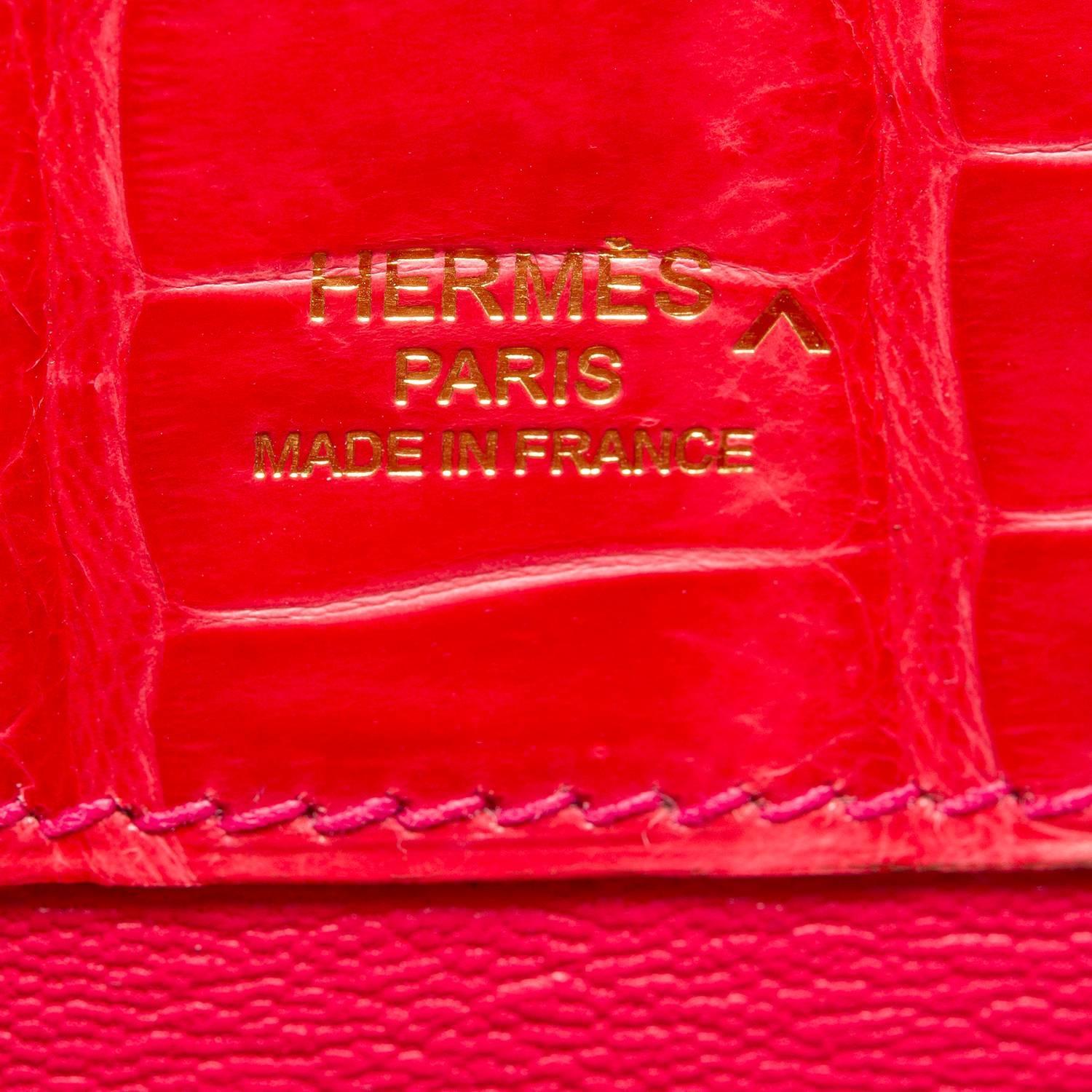 Hermes Bougainvillea Shiny Porosus Crocodile Kelly Cut For Sale at ...  