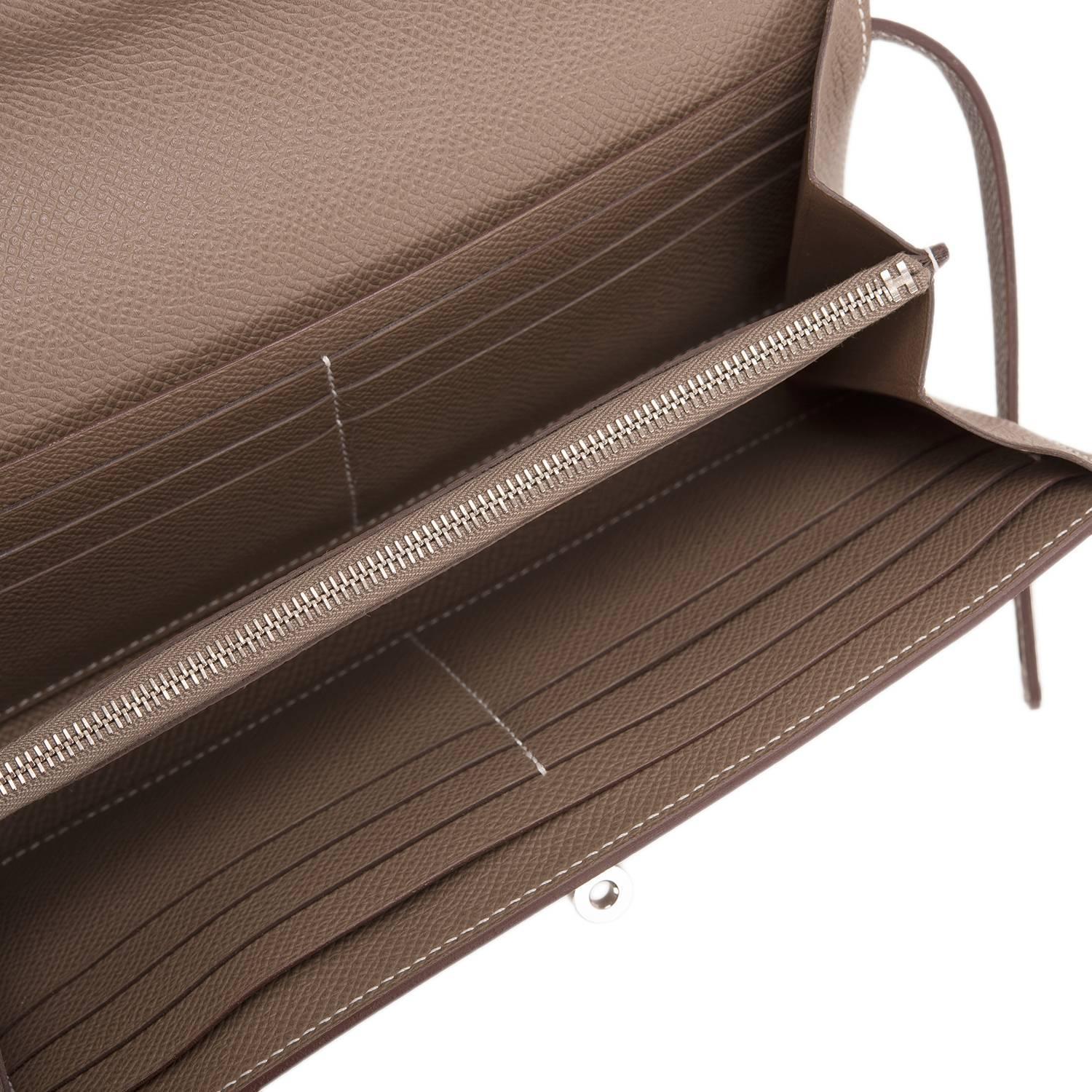 Hermes Etoupe Epsom Kelly Longue Wallet For Sale at 1stdibs  