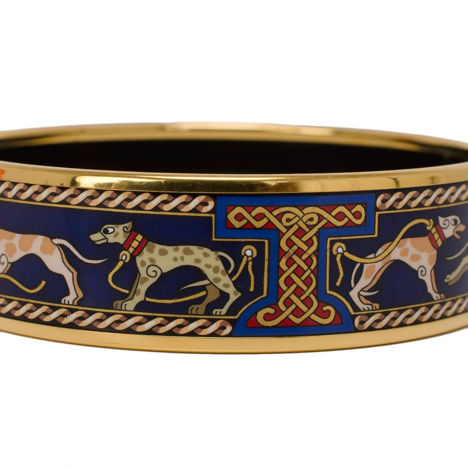 Hermes \u0026quot;Leashed Dogs\u0026quot; Wide Printed Enamel Bracelet GM (70) For ...  