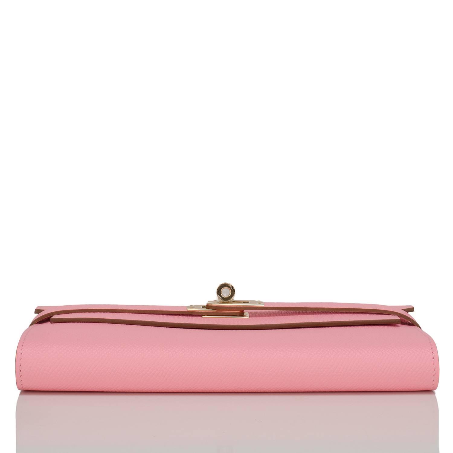 Hermes Rose Confetti Epsom Kelly Longue Wallet Gold Hardware For ...  