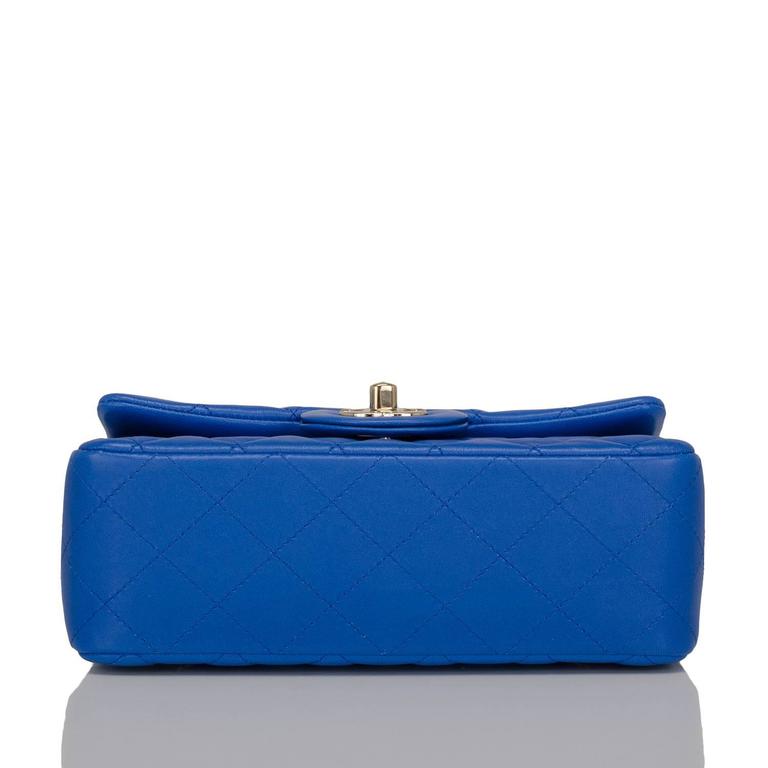 Chanel Blue Quilted Lambskin Rectangular Mini Classic Shoulder ...