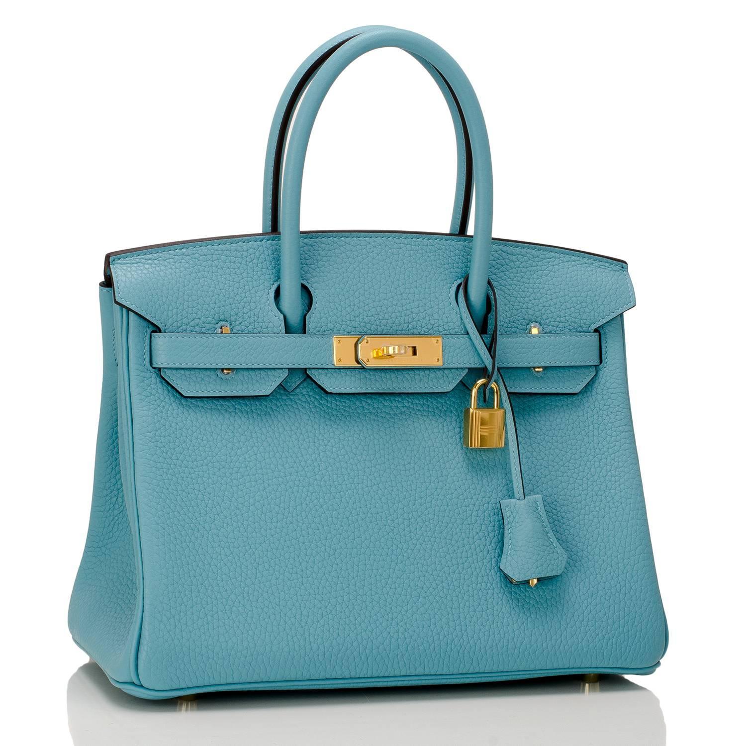 hermes handbags for sale - Hermes Blue Saint Cyr Clemence Birkin 30cm Gold Hardware For Sale ...