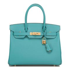 Hermes Blue Paon Epsom Birkin 30cm Gold Hardware NEW