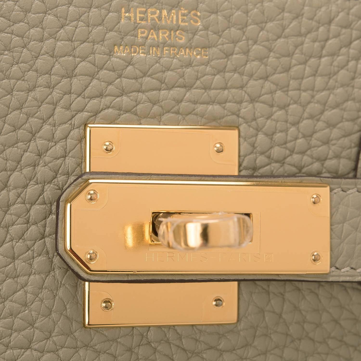Hermes Sage Clemence Birkin 30cm Gold Hardware NEW For Sale 2