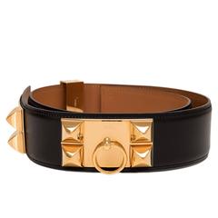 Hermes Black Calfskin Leather Collier de Chien Medor Belt 80cm 8