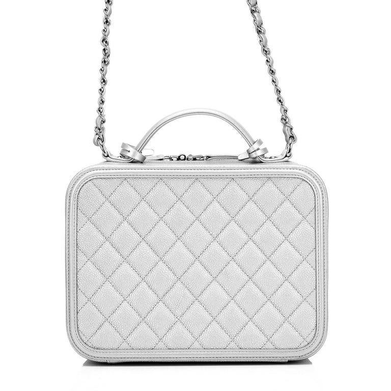 Chanel Silver Caviar Medium Filigree Vanity Case at 1stDibs chanel