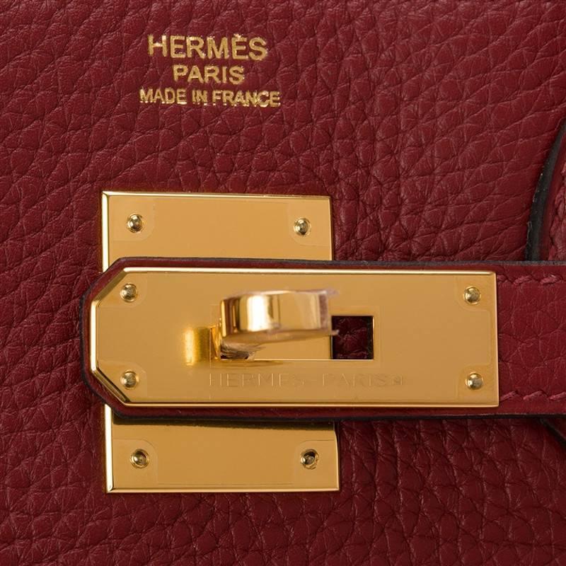 Women's Hermes Rouge H Clemence Birkin 30cm Gold Hardware