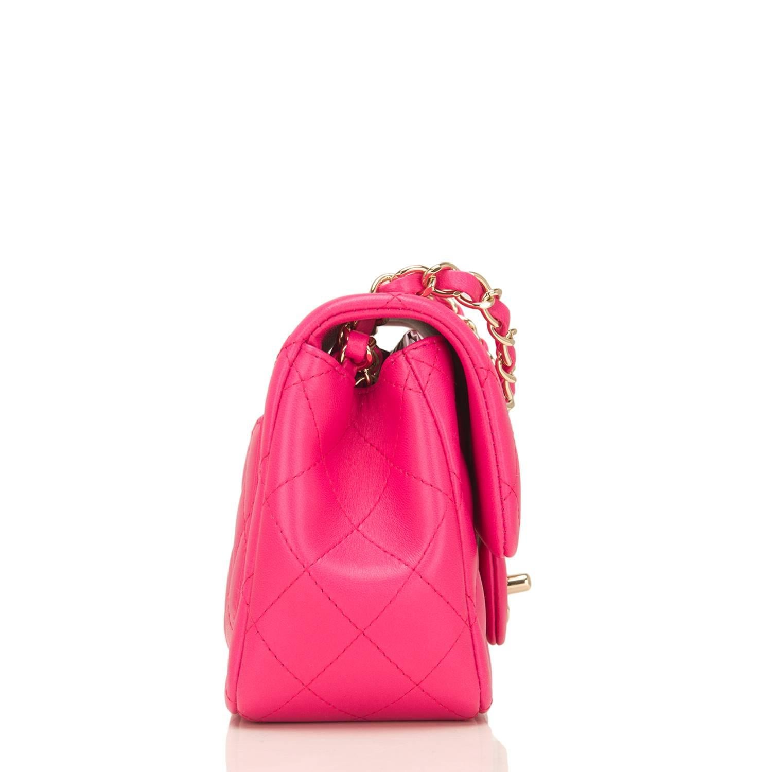 Pink Chanel Fuchsia Quilted Lambskin Square Mini Flap Bag