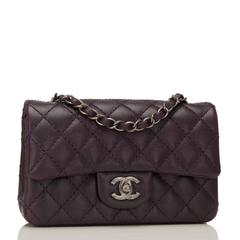 Chanel Dark Purple Quilted Caviar Rectangular Mini Classic Flap Bag