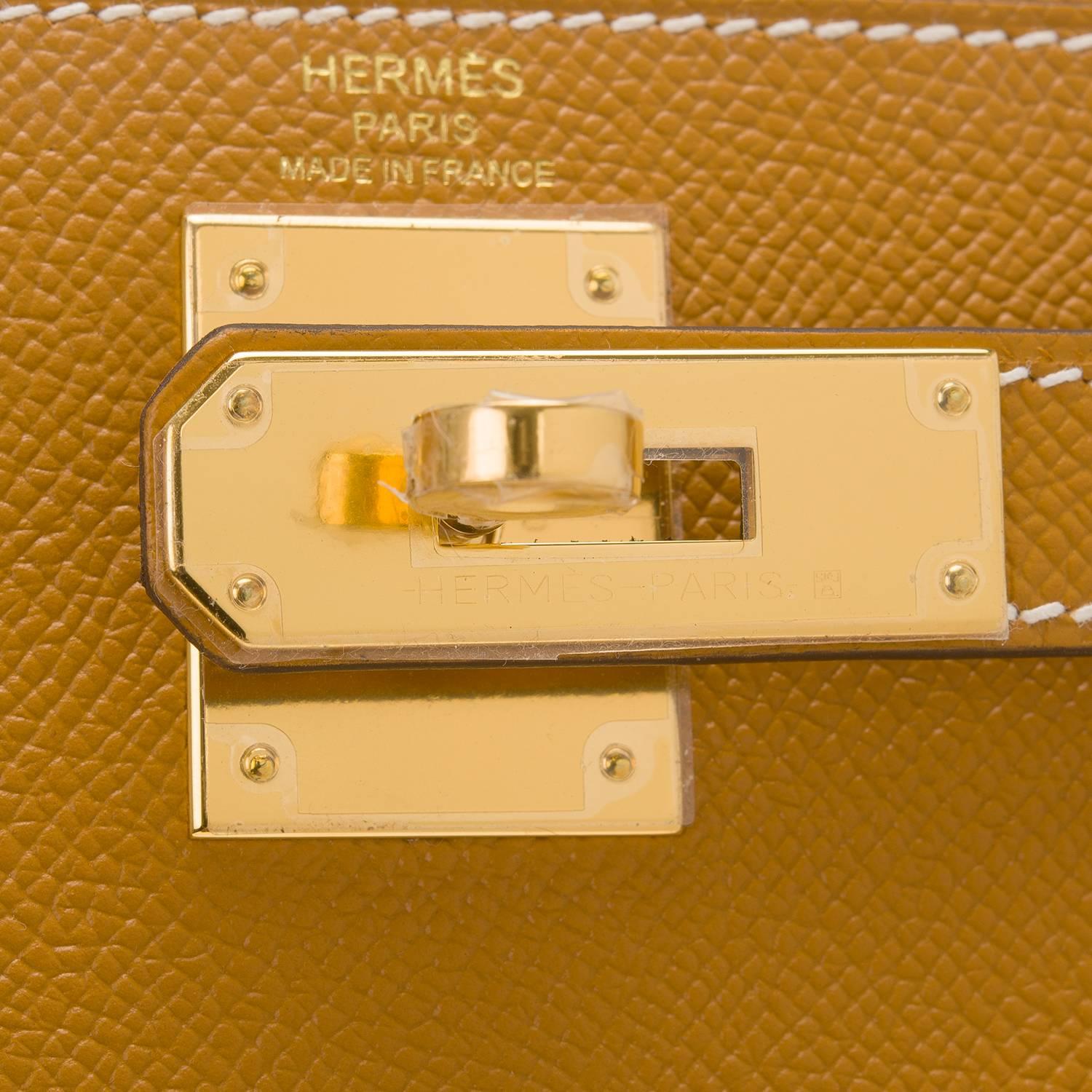 Hermes Toffee Epsom Sellier Kelly 28cm Gold Hardware For Sale 2