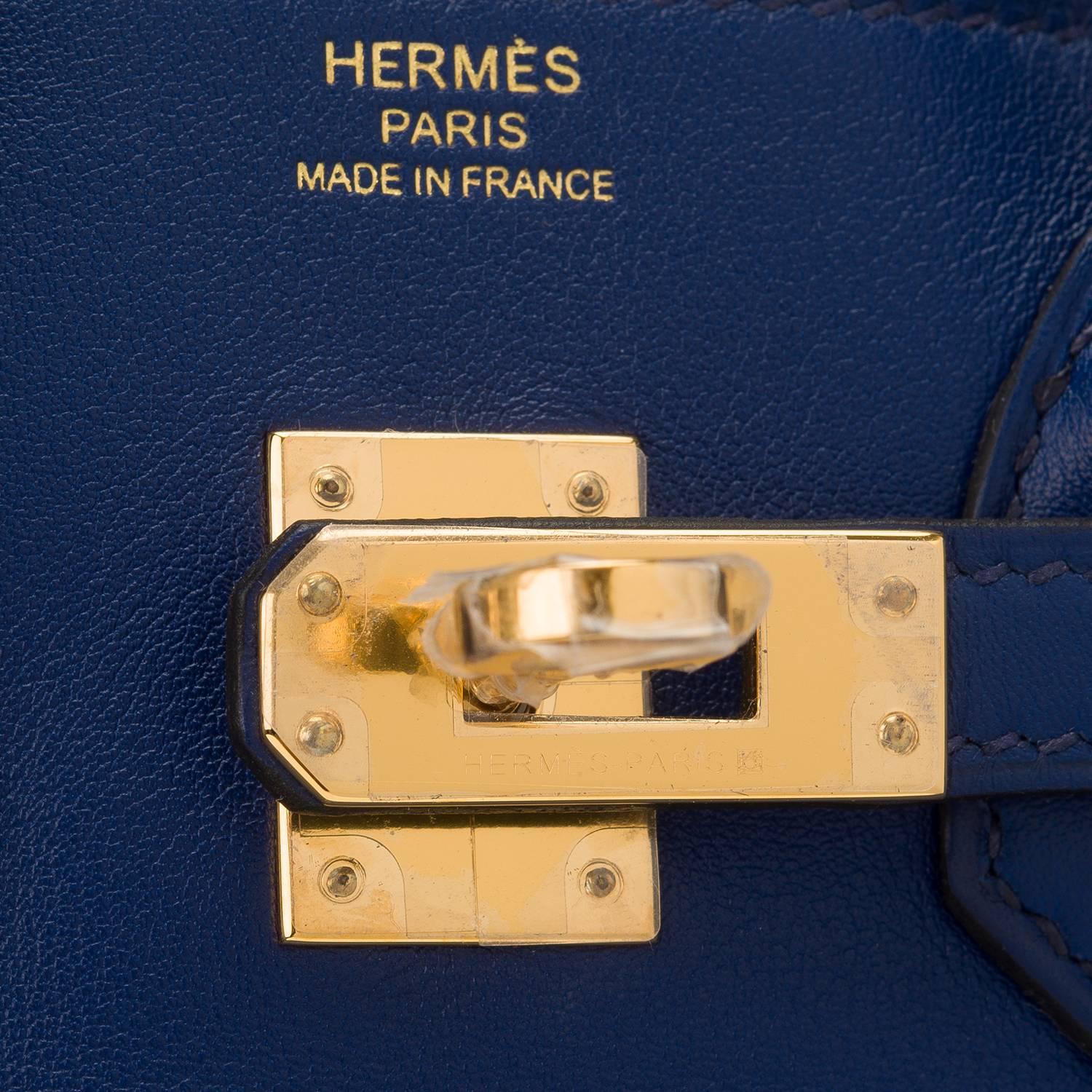 Hermes Blue Sapphire Swift Birkin 25cm Gold Hardware For Sale 1