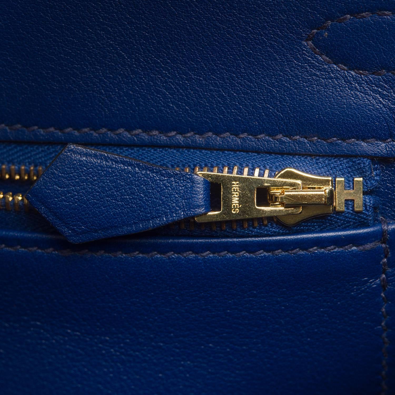 Hermes Blue Sapphire Swift Birkin 25cm Gold Hardware For Sale 3