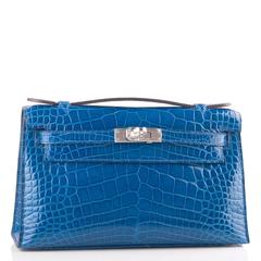 Hermes Mykonos Shiny Alligator Mini Kelly Pochette