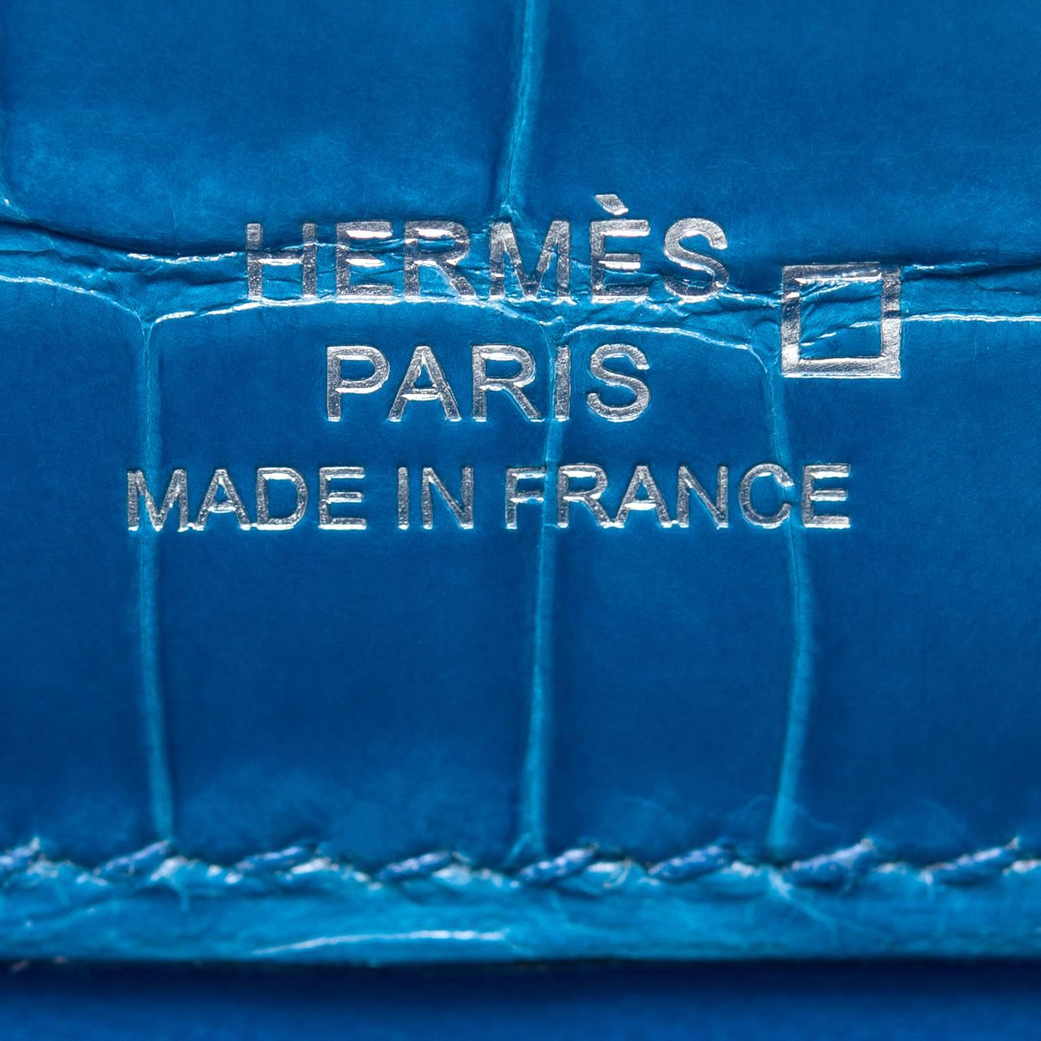 Hermes Mykonos Shiny Alligator Mini Kelly Pochette For Sale 1