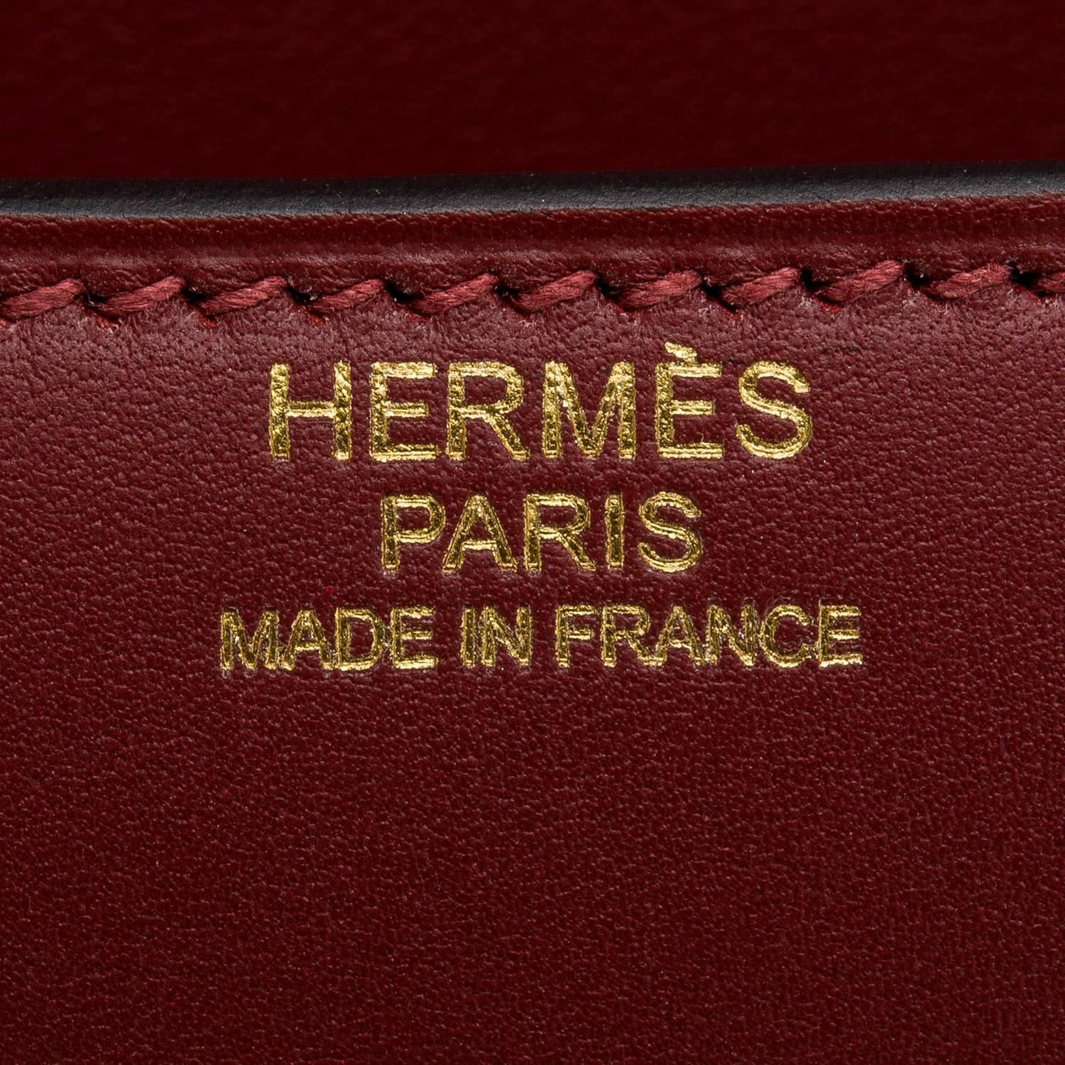 Hermes Rouge H Veau Sombrero Constance 24cm Gold Hardware 1