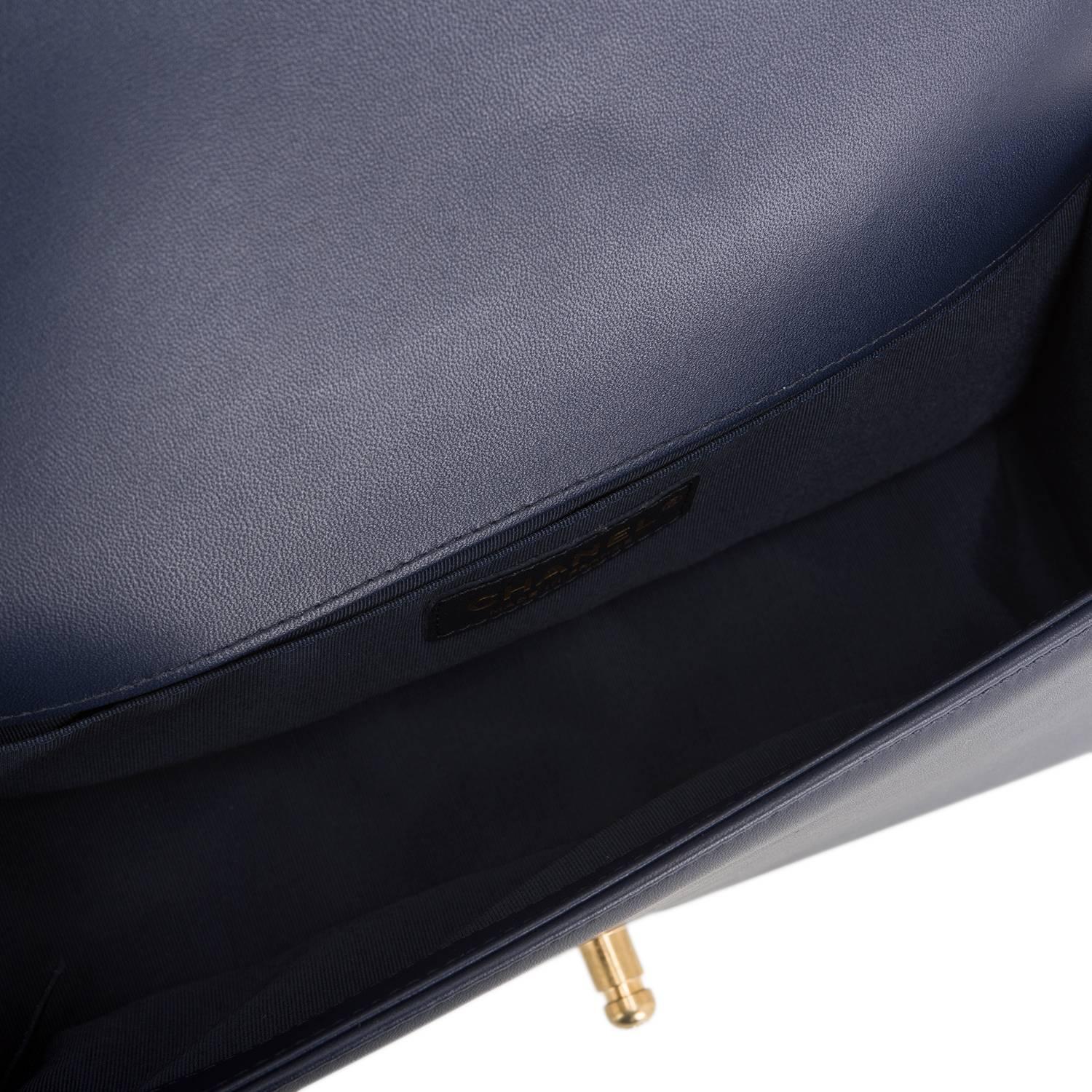 Chanel Navy Quilted Calfskin Medium Boy Bag 2