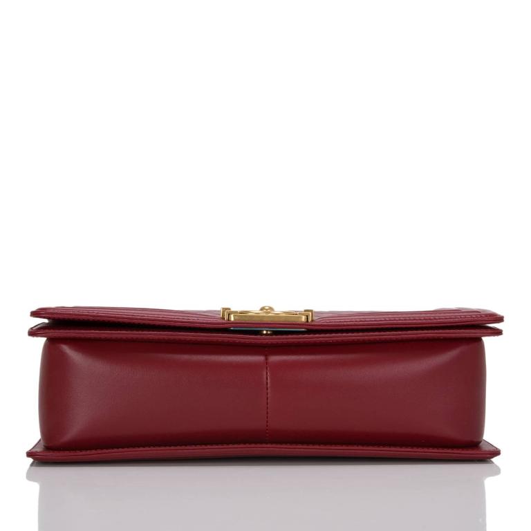 Chanel Dark Red Quilted Lambskin New Medium Boy Bag at 1stDibs