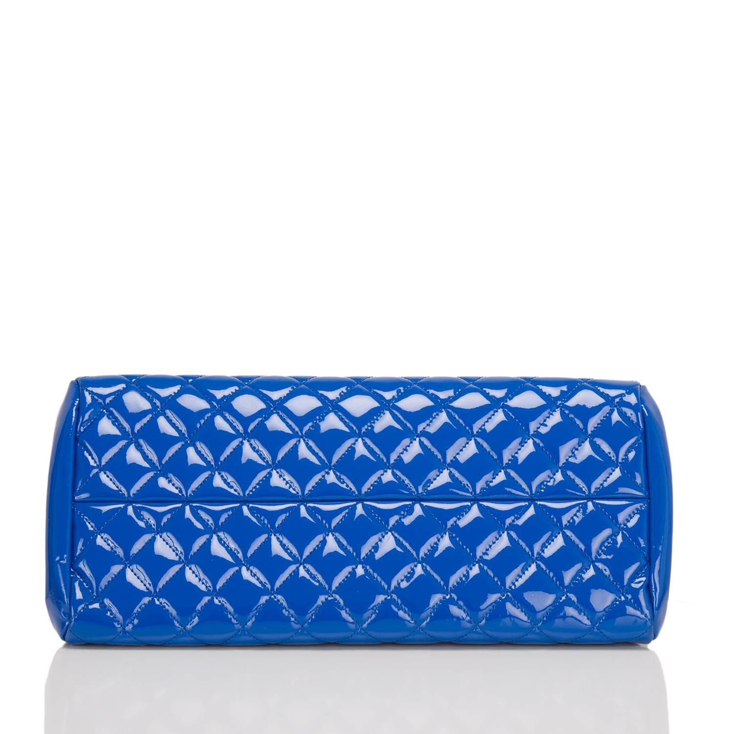 Women's Chanel Blue Quilted Patent Medium Just Mademoiselle Bag