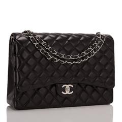 Chanel Black Quilted Lambskin Maxi Classic Double Flap Bag