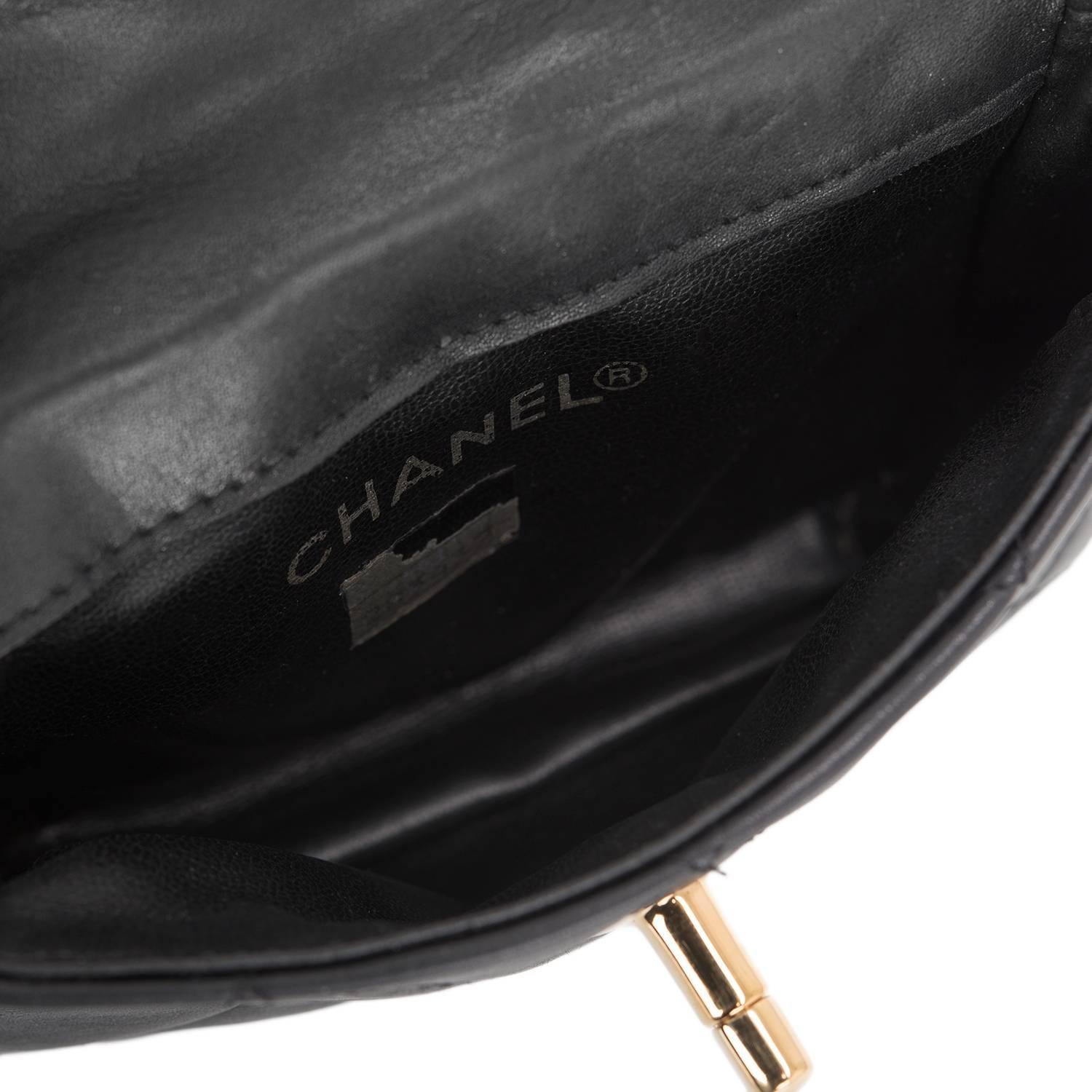 Chanel Vintage Black Quilted Lambskin Iconic Chained Fanny Pack 1