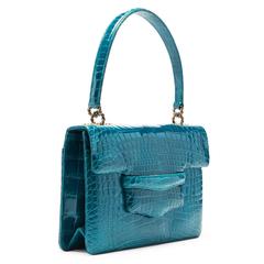 Lorry Newhouse Electric Blue Alligator Alice Bag