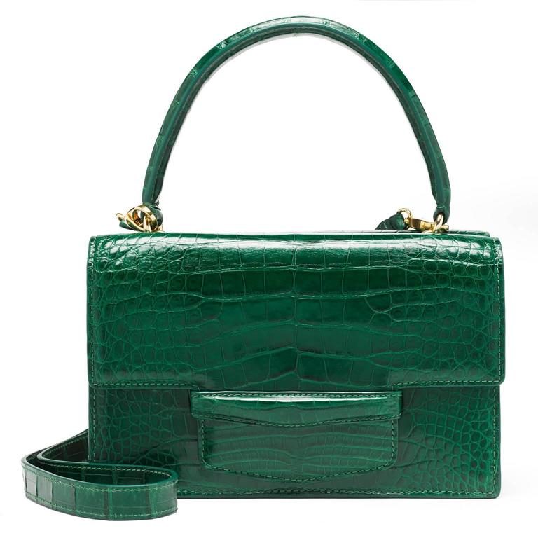 Alligator Double Bag - Kelly Green For Sale at 1stdibs