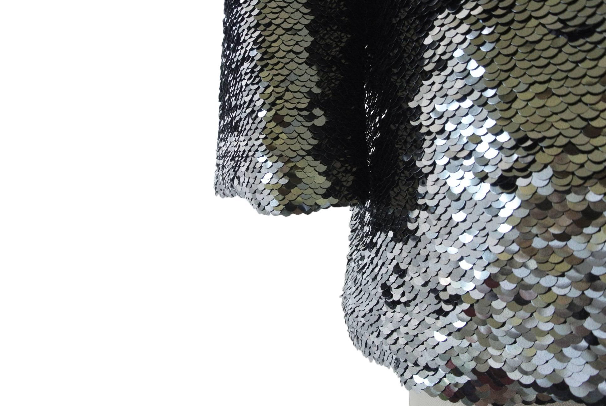 Black Lorry Newhouse Silver Sequin Short Holiday dress For Sale