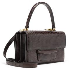 Lorry Newhouse Dark Brown Crocodile Double Bag