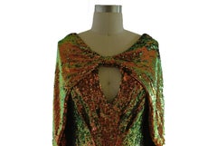 Long Sequin Dress with Detachable Cape