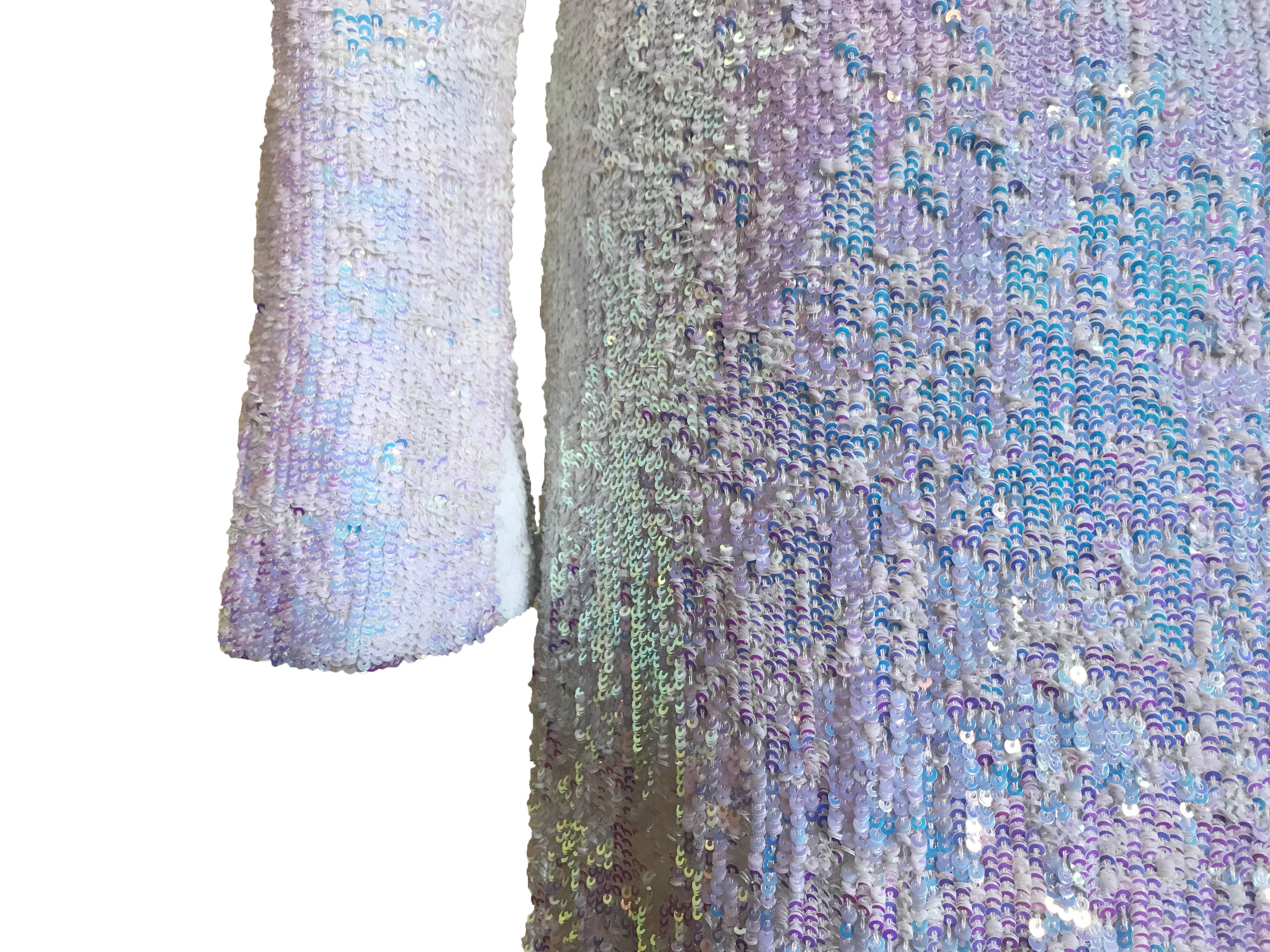 white iridescent sequin dress