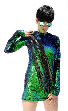 Lorry Newhouse Dark Green Short Sequin Dress