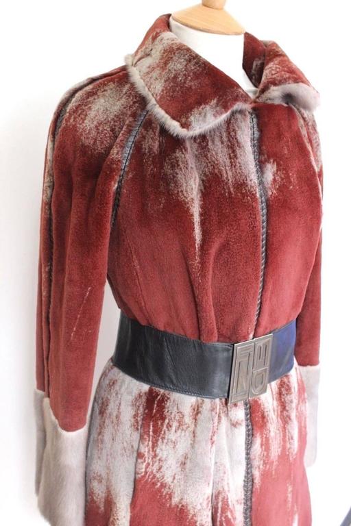 Fendi Red Grey Sheared Mink Fur A/W 2005 Collection Coat 