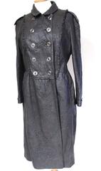 Burberry Prorsum Charcoal Lazer Cut lace Leather Trench Coat UK 12