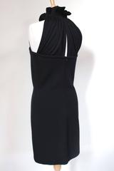 YSL Yves Saint Laurent Black Frill Neck Wool Dress F 40 uk 10 12