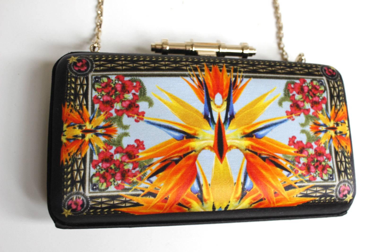 Brown Givenchy Obsedia Minaudiere Bird of Paradise Clutch on Chain Crossbody Bag For Sale