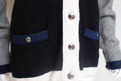 Chanel Cashmere Colour Block Black Cream Cardigan 2008 A/W F 40 uk12