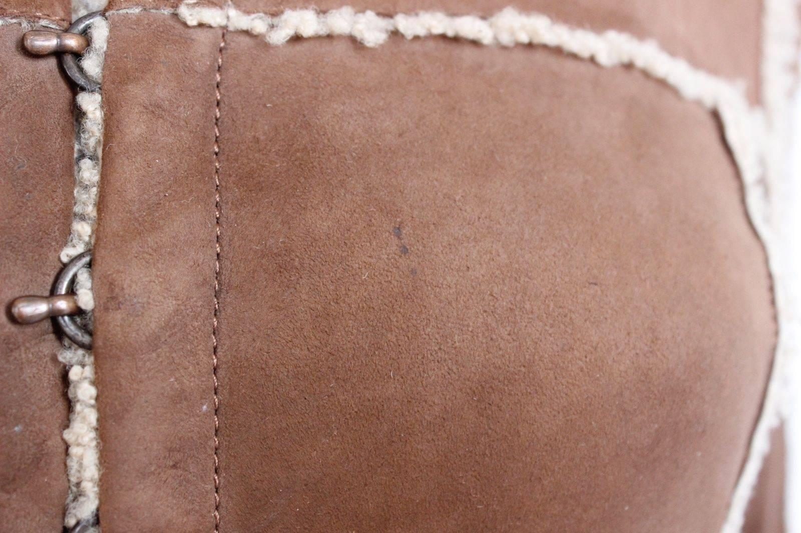 Balmain Brown Shearling Sheepskin Leather Jacket 38 uk 6 For Sale 4