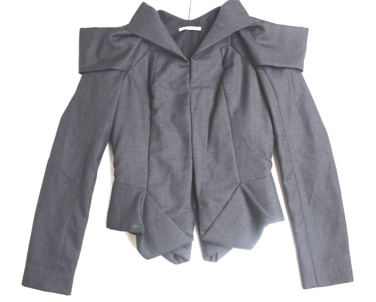 Bottega Vaneta Structured Grey Origami Jacket 42 uk 10 For Sale 2