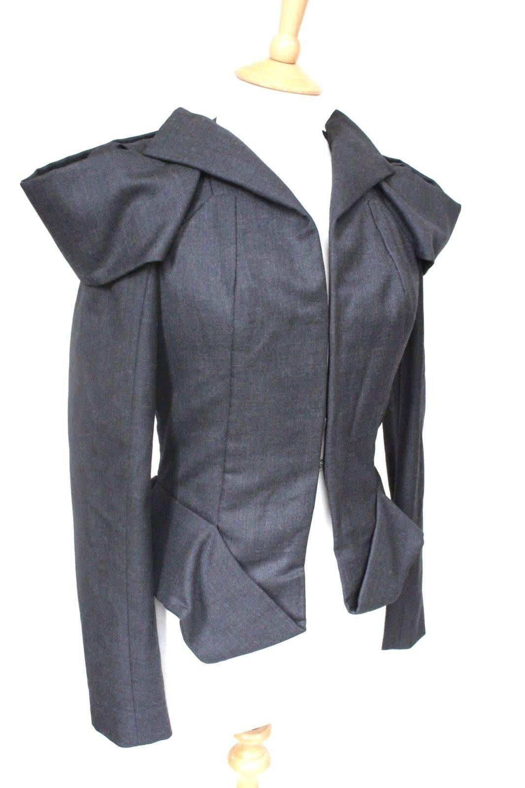 Bottega Vaneta Structured Grey Origami Jacket 42 uk 10 For Sale 1