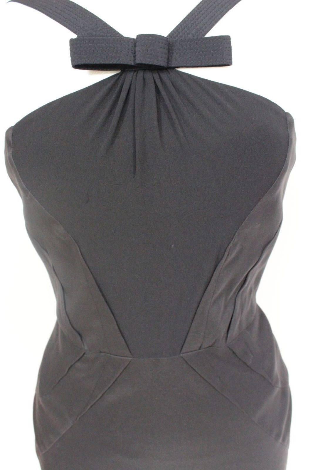 Women's Versace Little Black V Neck Dress 38 uk 6 For Sale