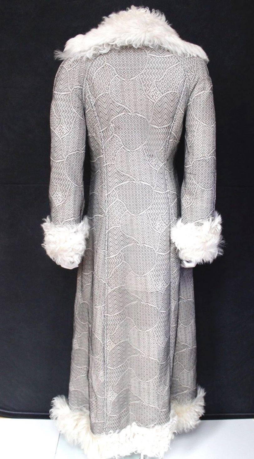 Christian Dior Beige Sheepskin Shearling Lace Overlay Leather Suede Coat UK 8 2