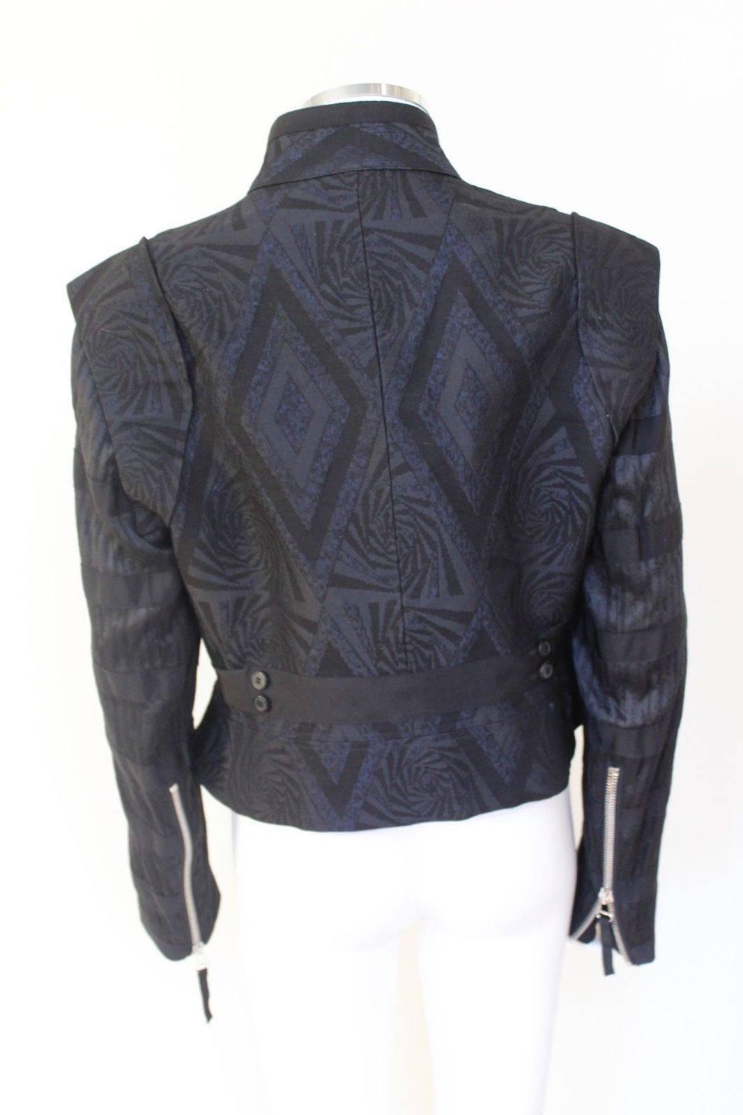 Women's Dries van Noten Black Jacquard Pre Fall 2014 Clasp Jacket 42 uk 14 For Sale