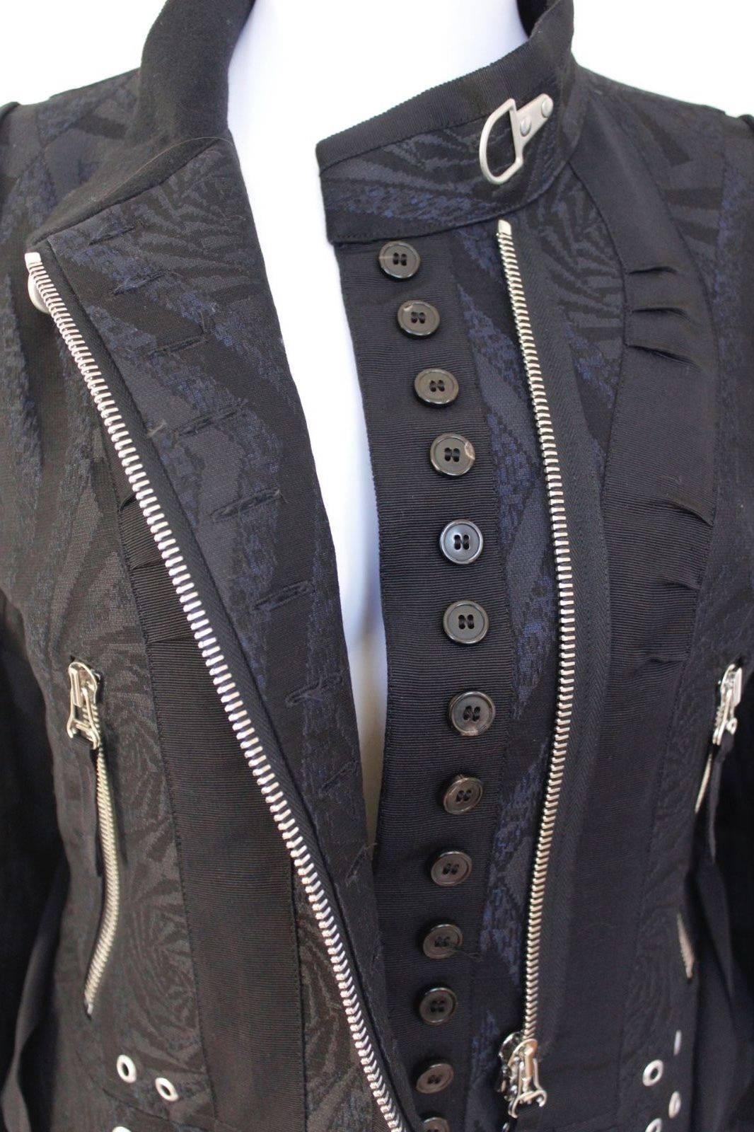 Dries van Noten Black Jacquard Pre Fall 2014 Clasp Jacket 42 uk 14 For Sale 1
