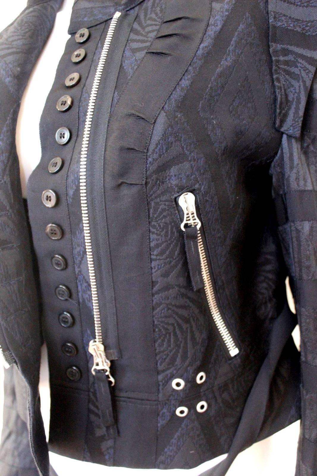 Dries van Noten Black Jacquard Pre Fall 2014 Clasp Jacket 42 uk 14 For Sale 3