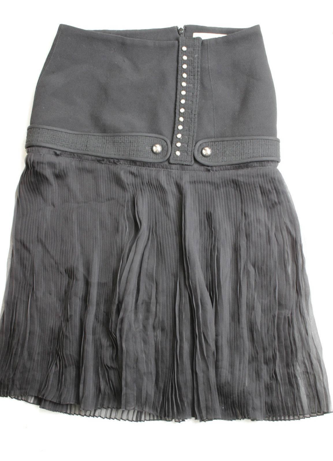 Balenciaga Paris Black Pleated sheer Nicolas Ghesquière catwalk skirt 36 UK 6 For Sale 1