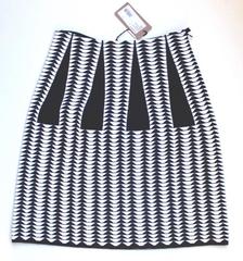 New Alaia Black and White Geometric Jacquard Knit "Droite" Pencil Skirt 38 uk 6