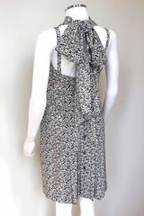 Chanel Black white city print silk scarf dress 38 uk 10
